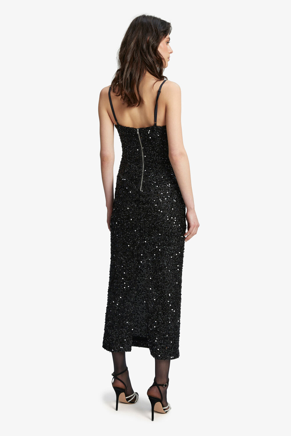 INFINITE SEQUIN MAXI DRESS in colour CAVIAR