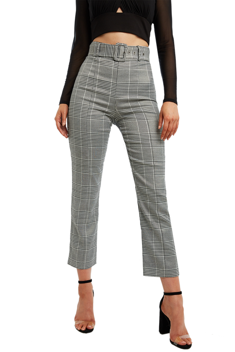 black check formal pants