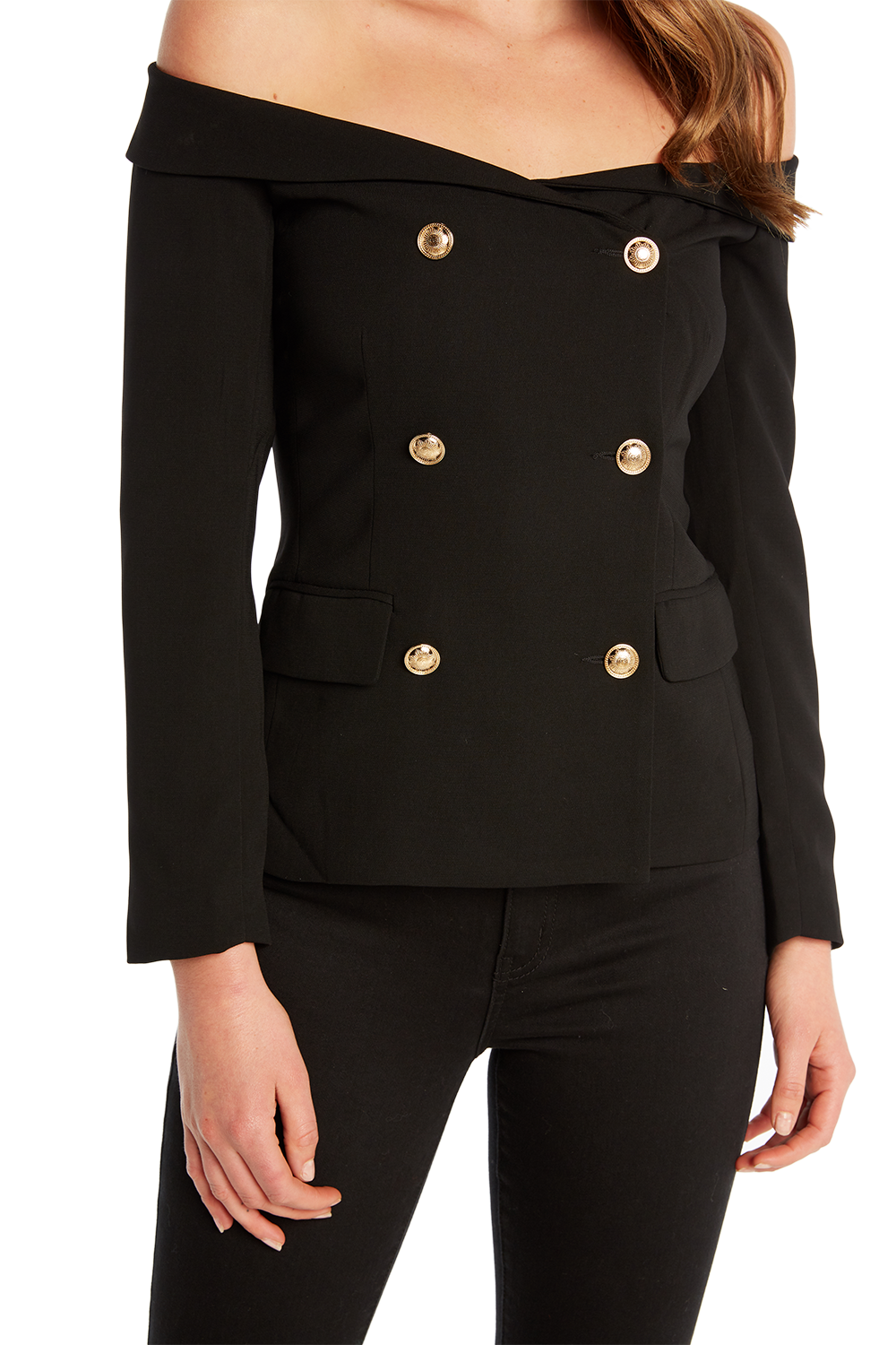 Off the shoulder blazer jacket clearance