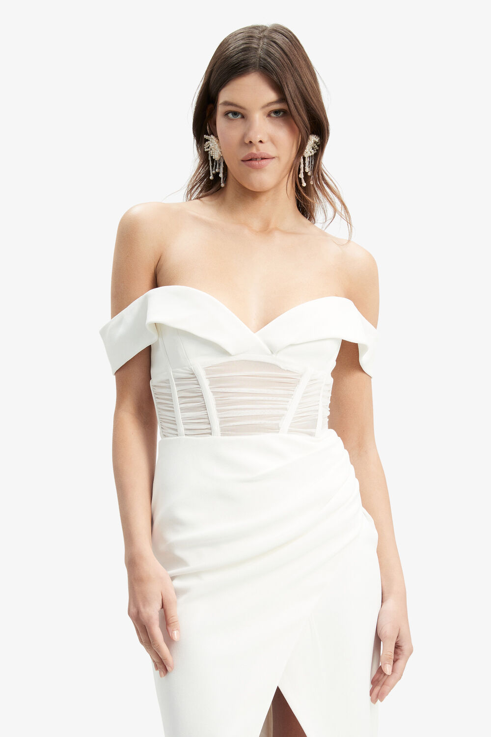 NOVACANE MIDI DRESS in colour BRIGHT WHITE