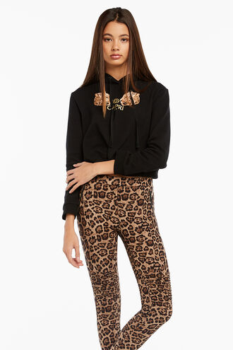 LEOPARD TWIST HOODIE in colour JET BLACK