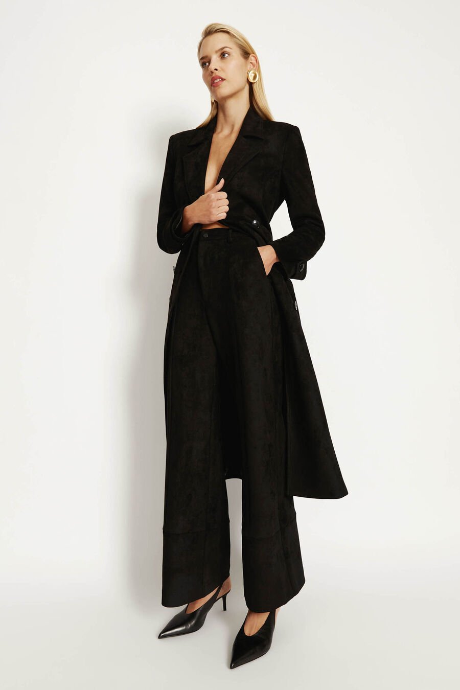 Vegan Suede Longline Coat