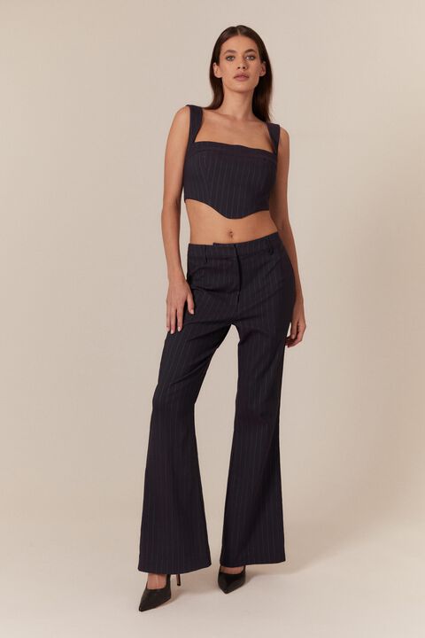 SIAN PIN STRIPE BUSTIER in colour SODALITE BLUE