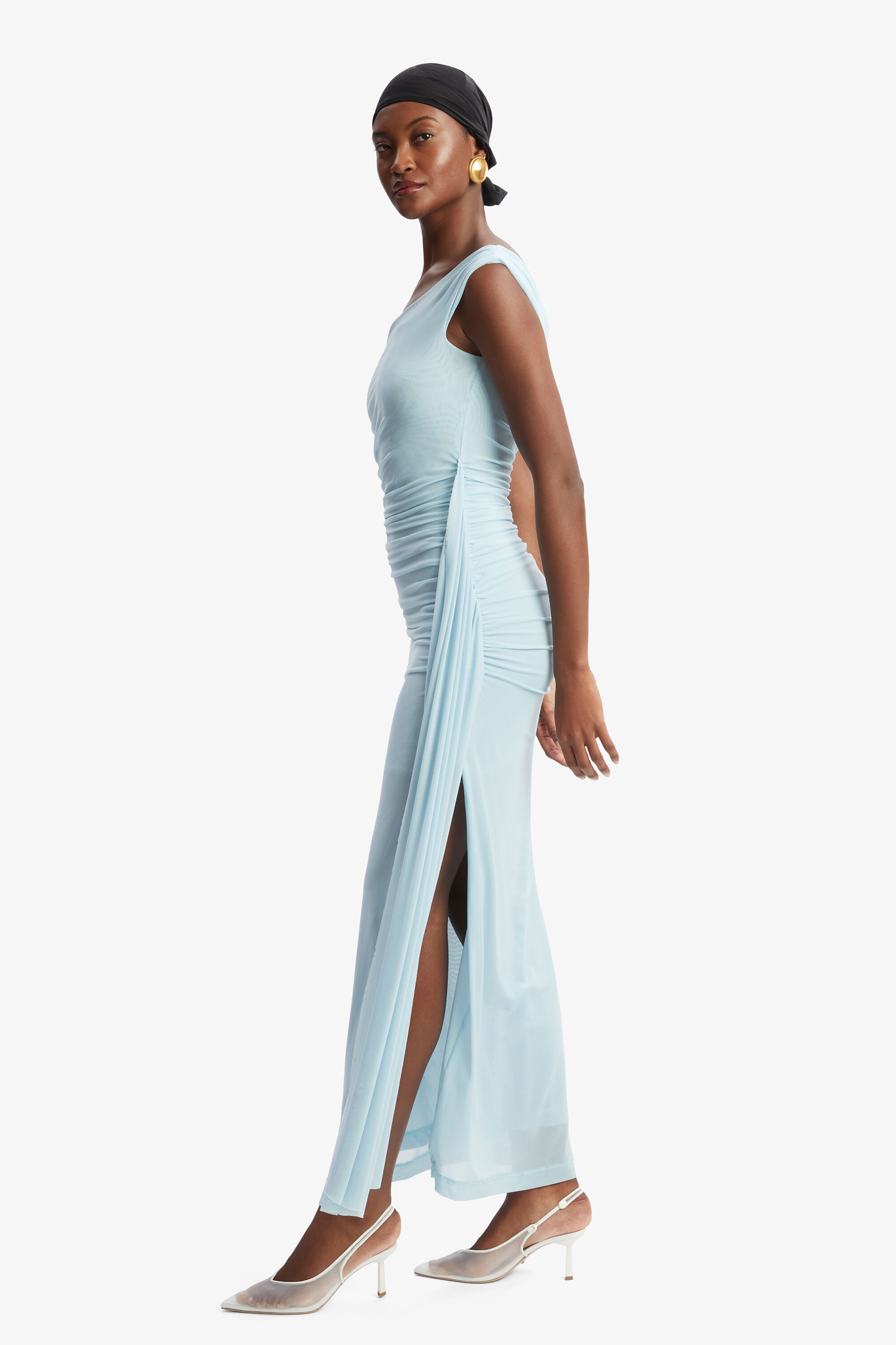 Layana Asym Maxi Dress In Light Blue | Bardot