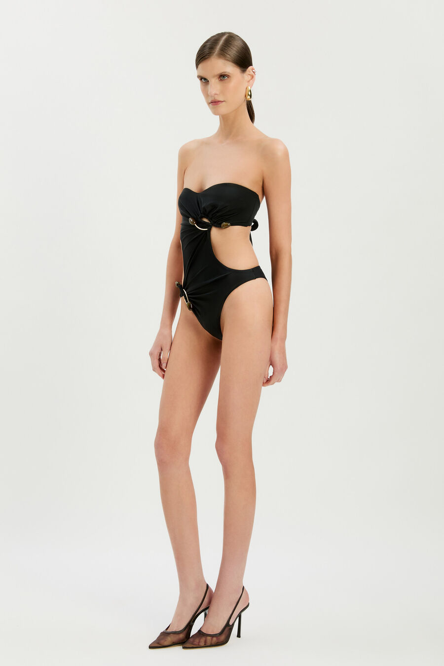 TYRA STRAPLESS ONE PIECE in colour BLACK