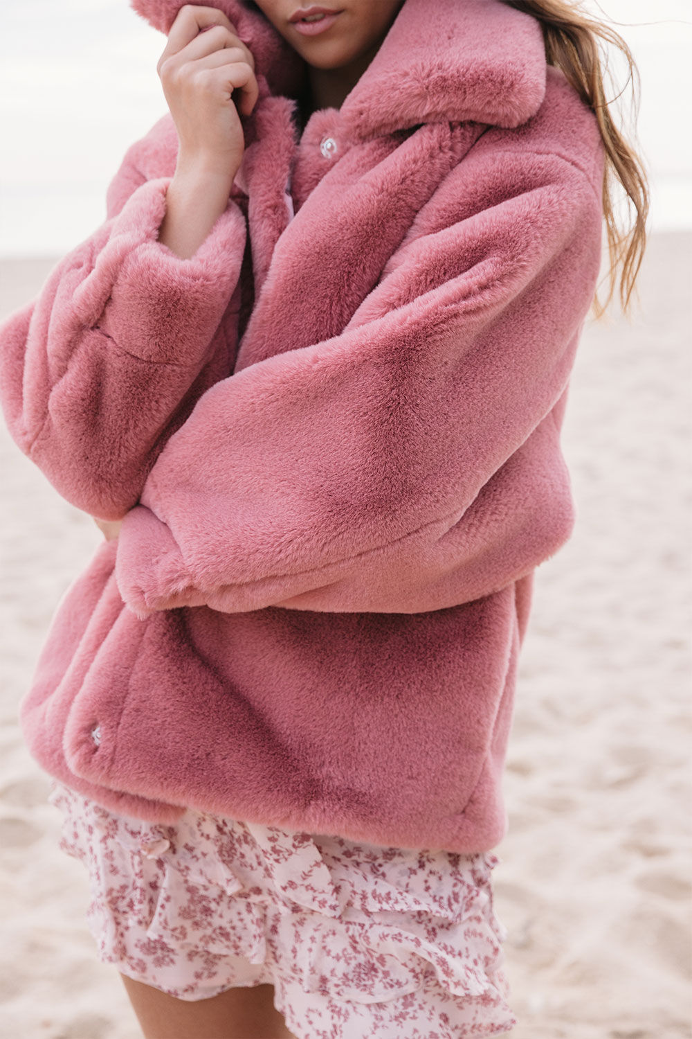 faux fur blush jacket