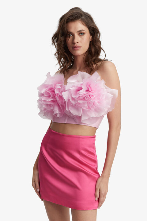 FLEURETTE FLOWER BUSTIER in colour BEETROOT PURPLE
