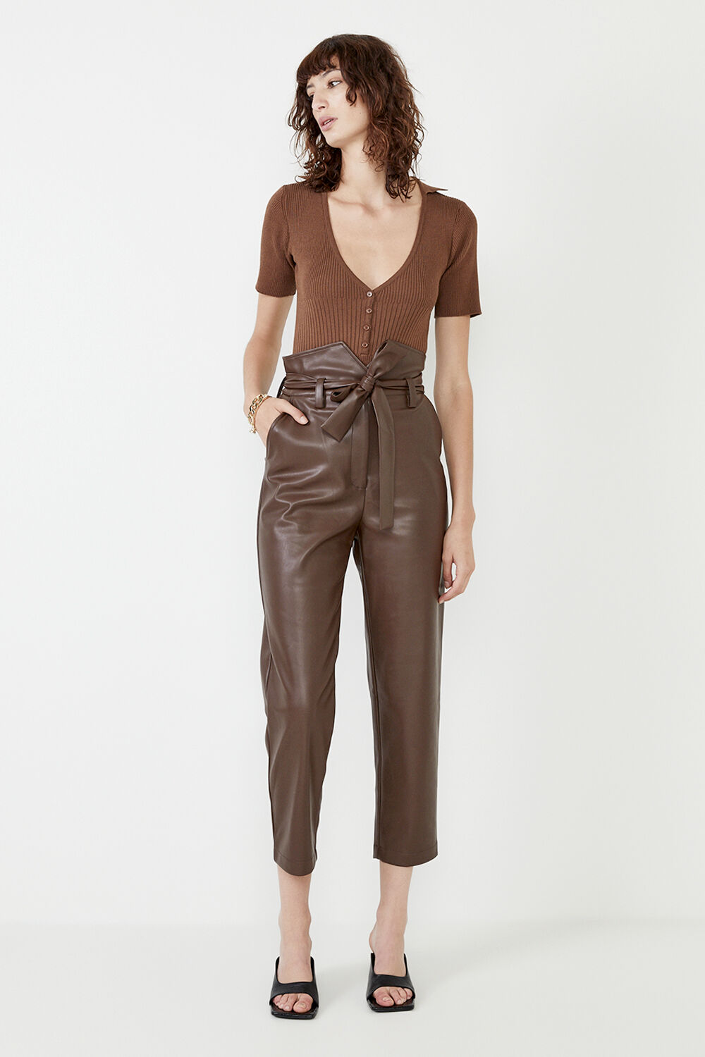 THEODORA KNIT BODYSUIT  in colour CHOCOLATE BROWN