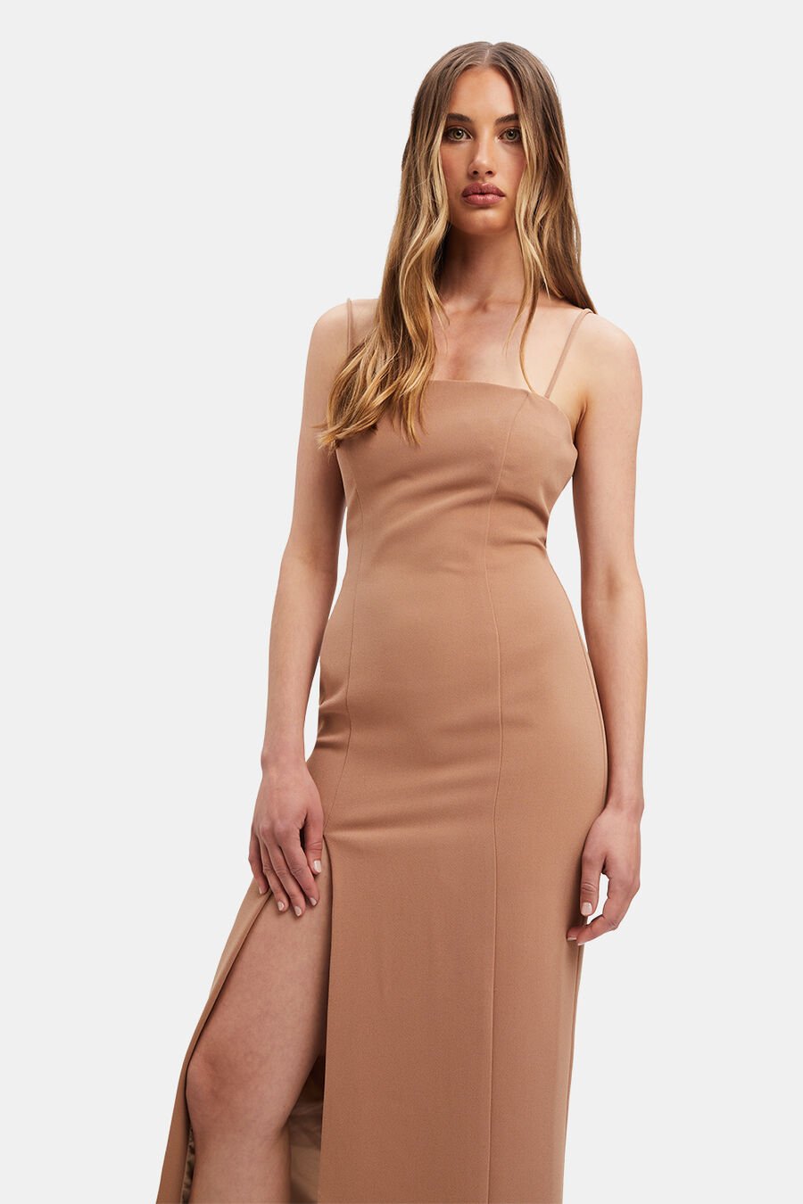 MERCER MIDI DRESS in colour TAN