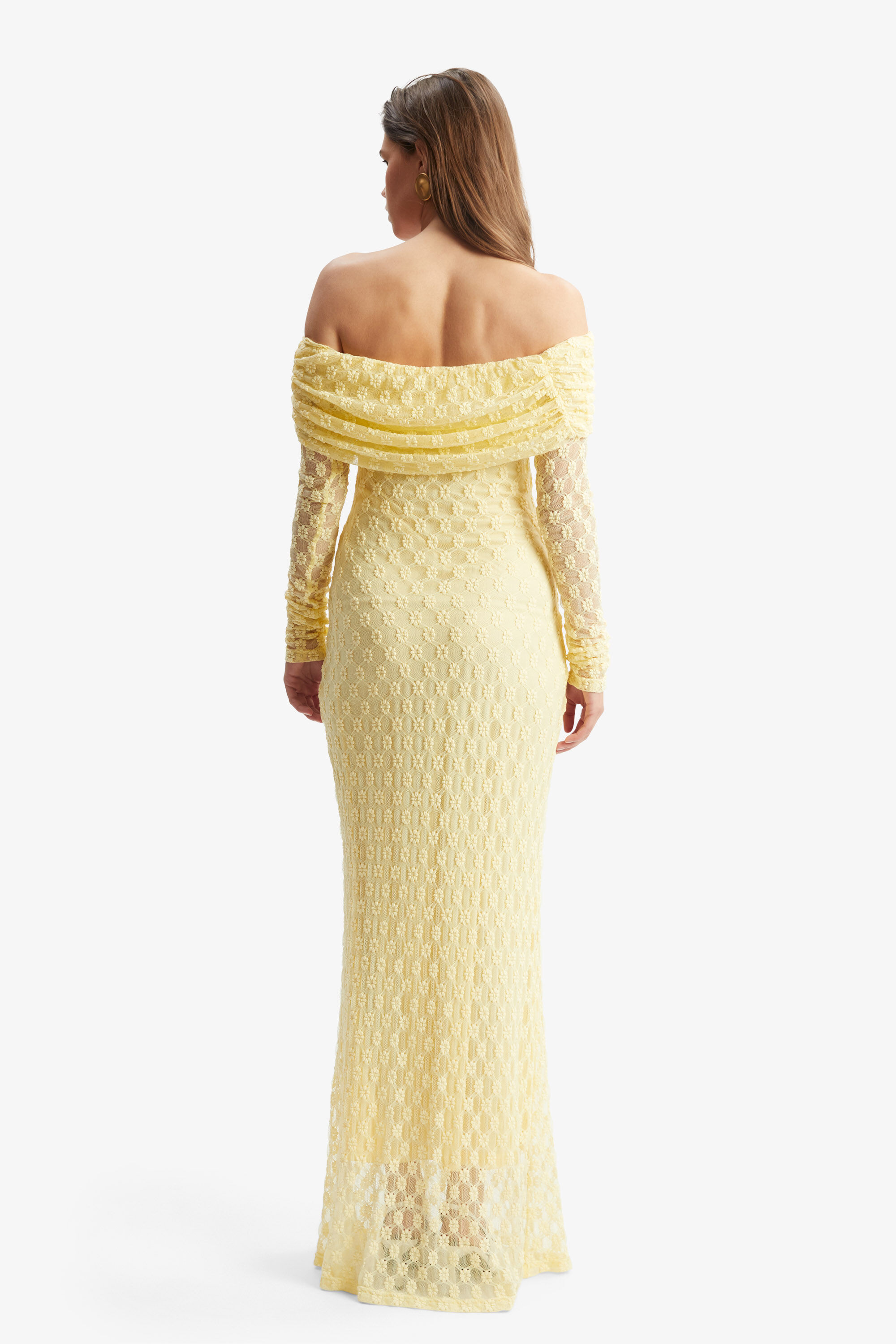 Yellow off the shoulder maxi dress hot sale