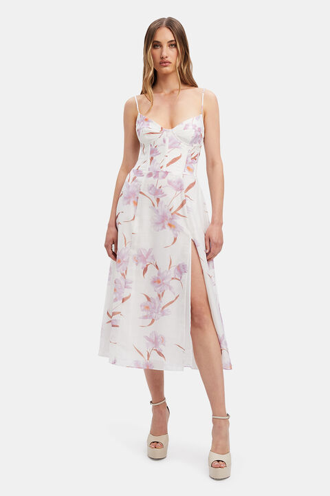 ZETA FLORAL MIDI DRESS in colour YELLOW IRIS
