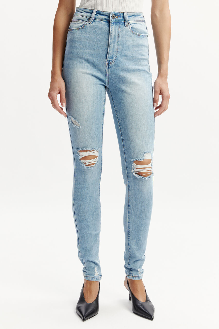 KHLOE SUPER HIGH TALL JEANS in colour Mid Blue