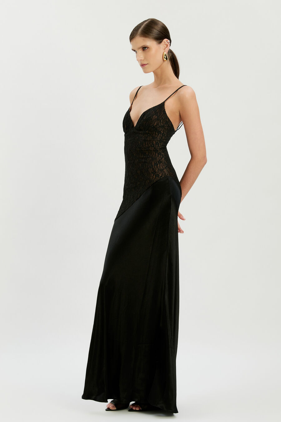 Aralia Lace Satin Maxi Dress