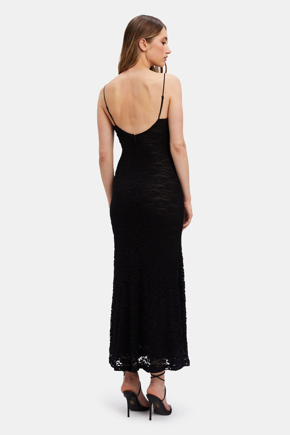 YESENIA LACE MIDI DRESS in colour CAVIAR