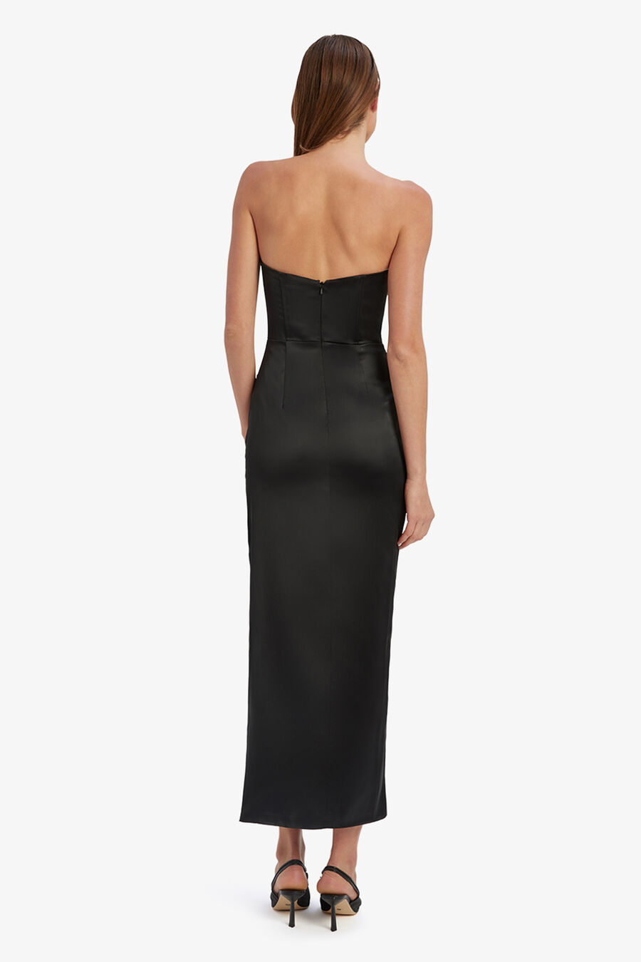 EVERLASTING SATIN MIDI DRESS in colour BLACK