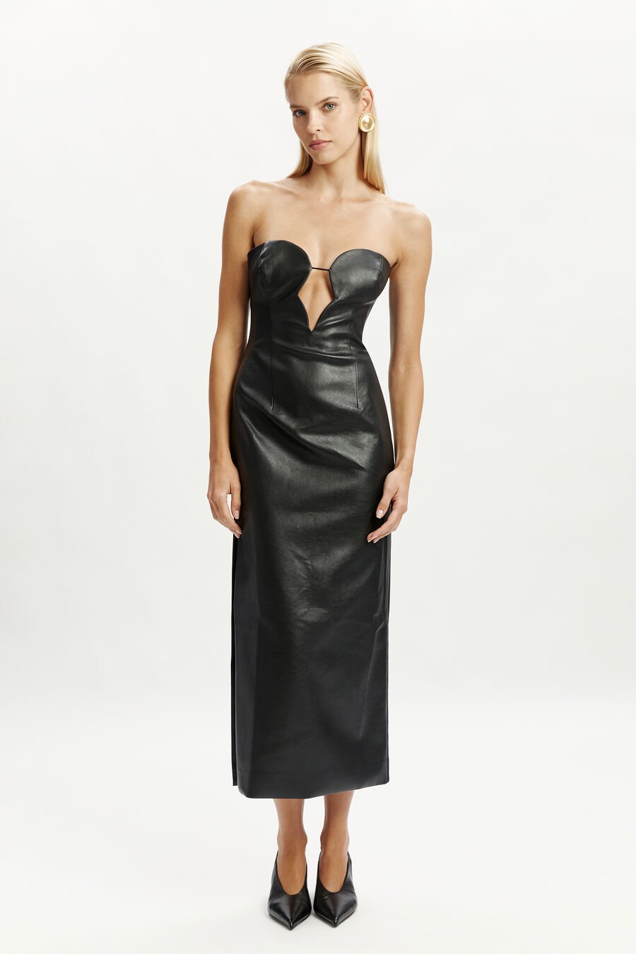 Eleni Vegan Leather Midi Dress