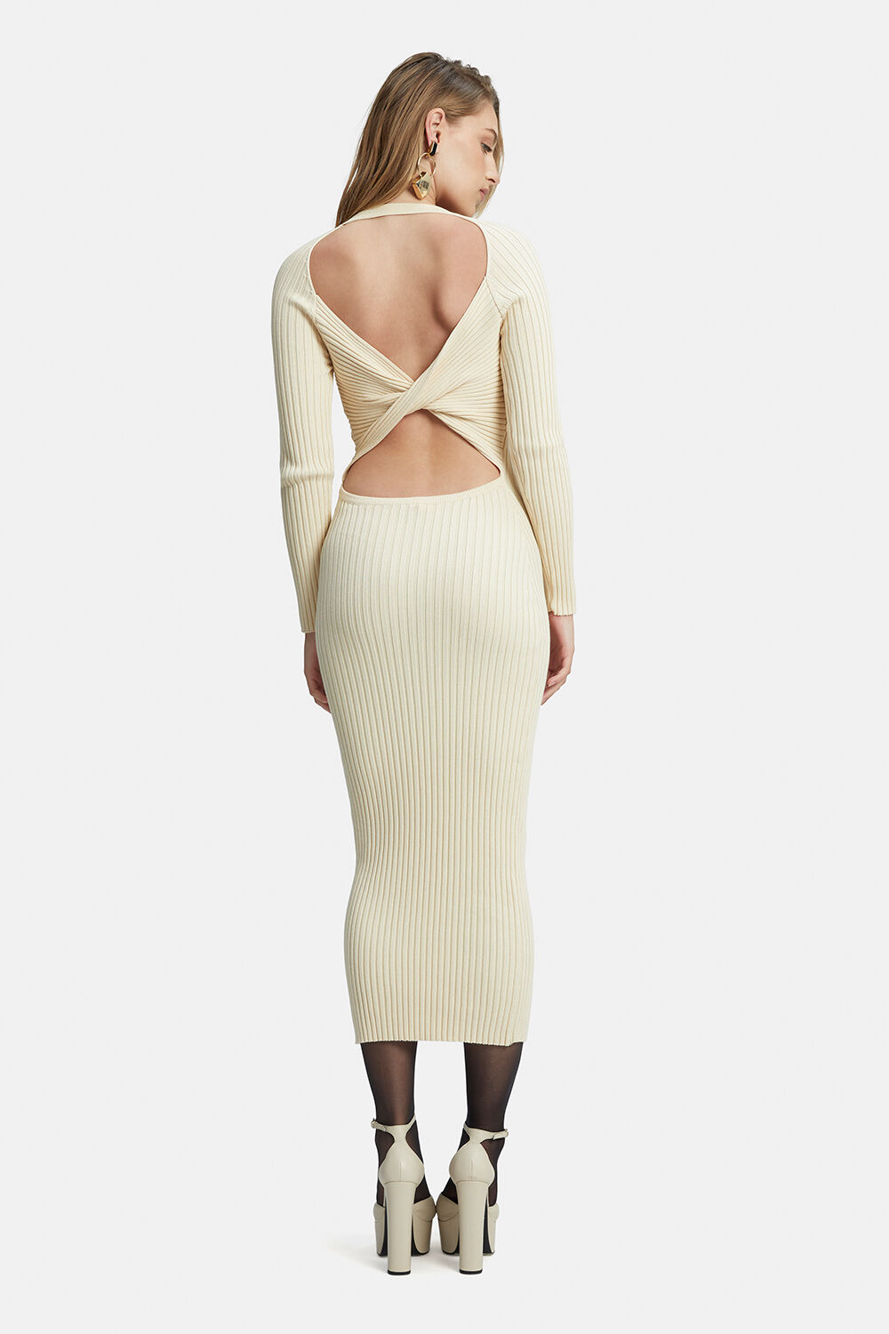 VIGO MIDI KNIT DRESS in colour CREAMPUFF