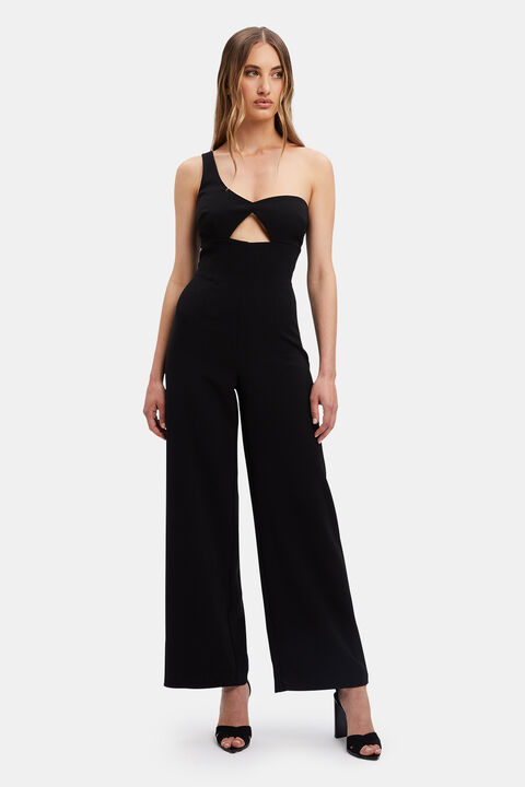IGNITE ONE SHOULDER PANTSUIT in colour CAVIAR