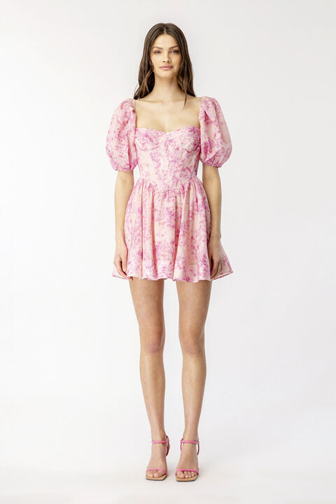 KIAH CORSET MINI DRESS in colour BUBBLEGUM