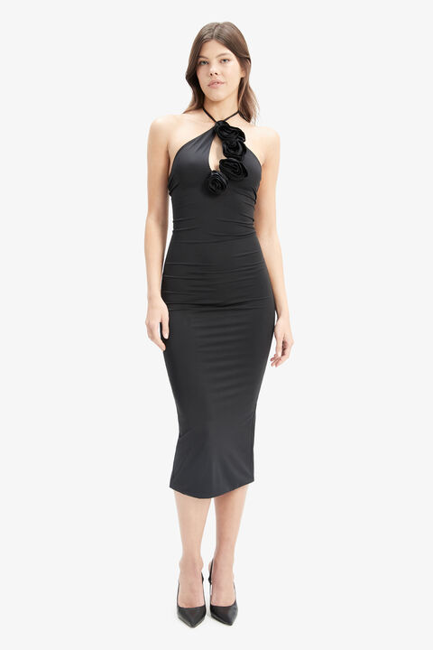 ERIKA MIDI DRESS in colour CAVIAR