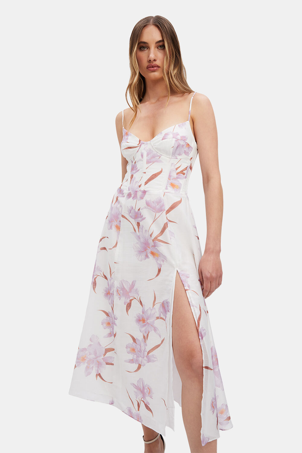 ZETA FLORAL MIDI DRESS in colour YELLOW IRIS