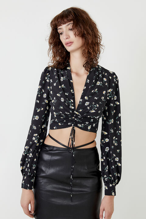 STRAPPY VEGAN LEATHER MINI SKIRT in colour CAVIAR