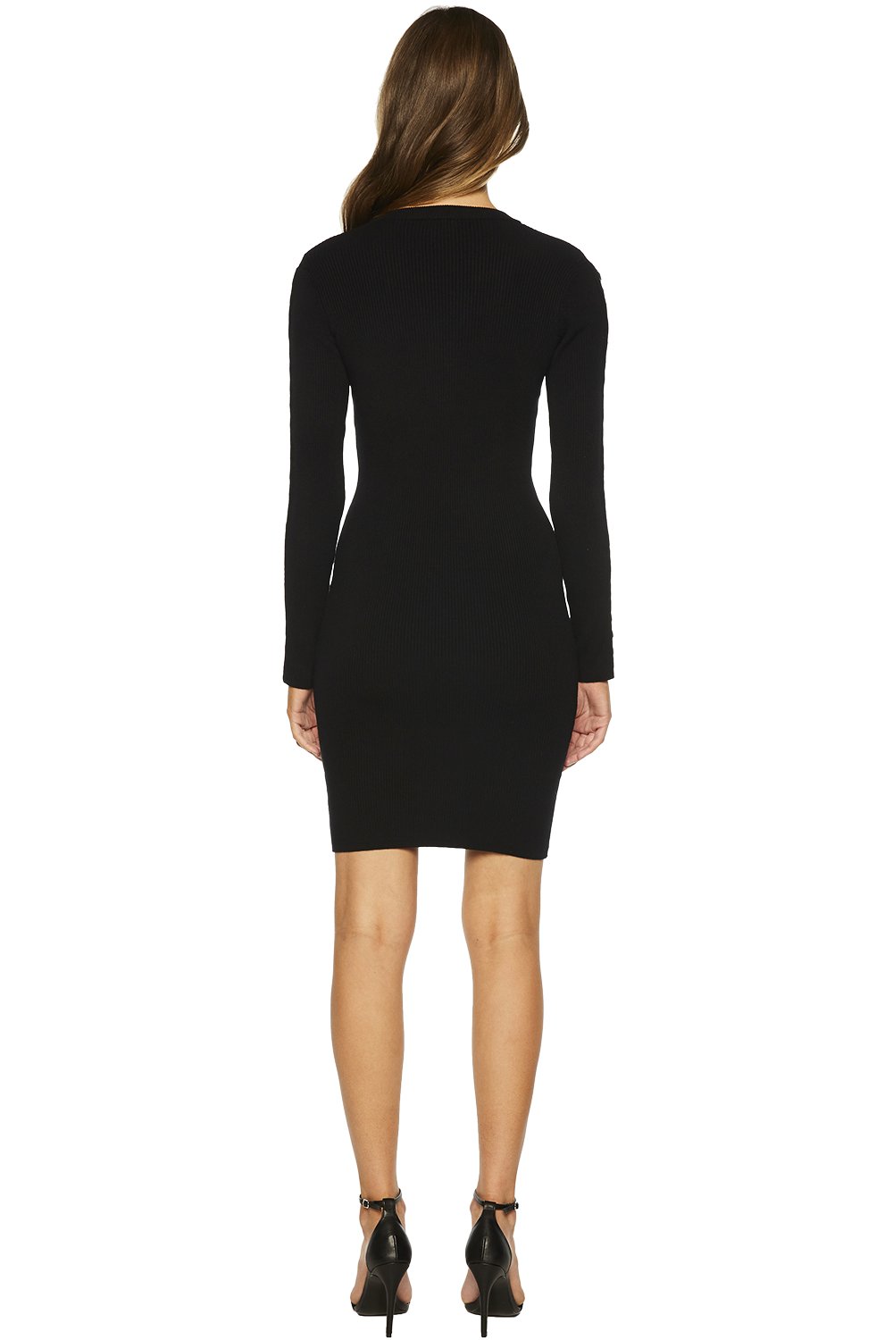 O Ring Knit Dress in Black | Bardot