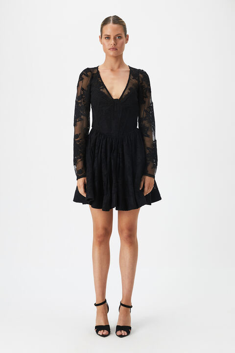 ELLIE LACE CORSET DRESS in colour CAVIAR