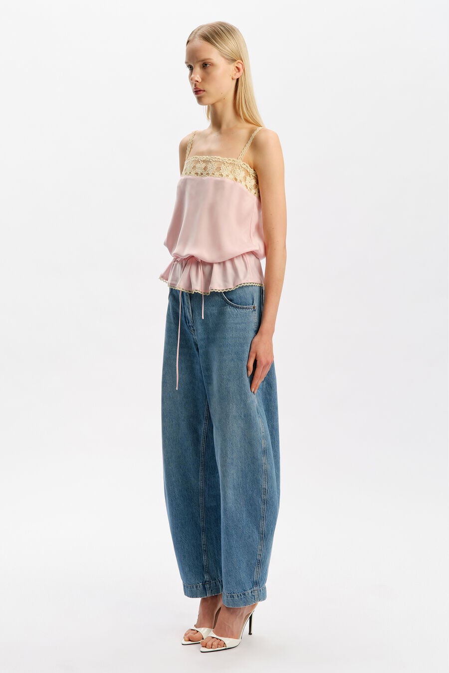 Bonita Satin Lace Trim Top