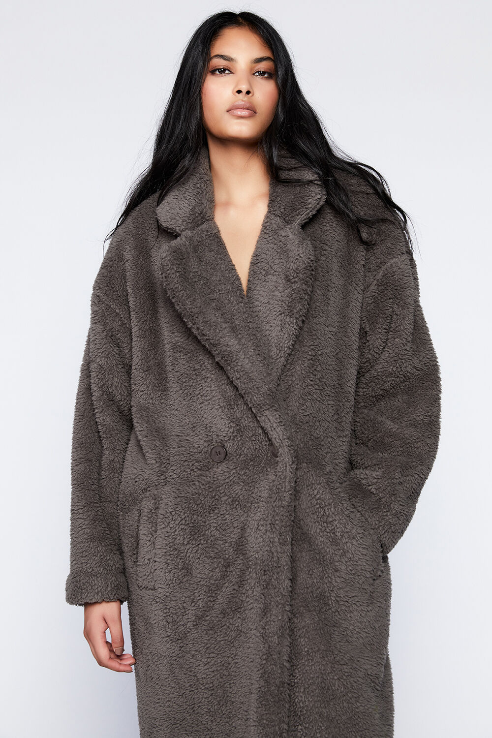 The Teddy Coat In Charcoal Bardot