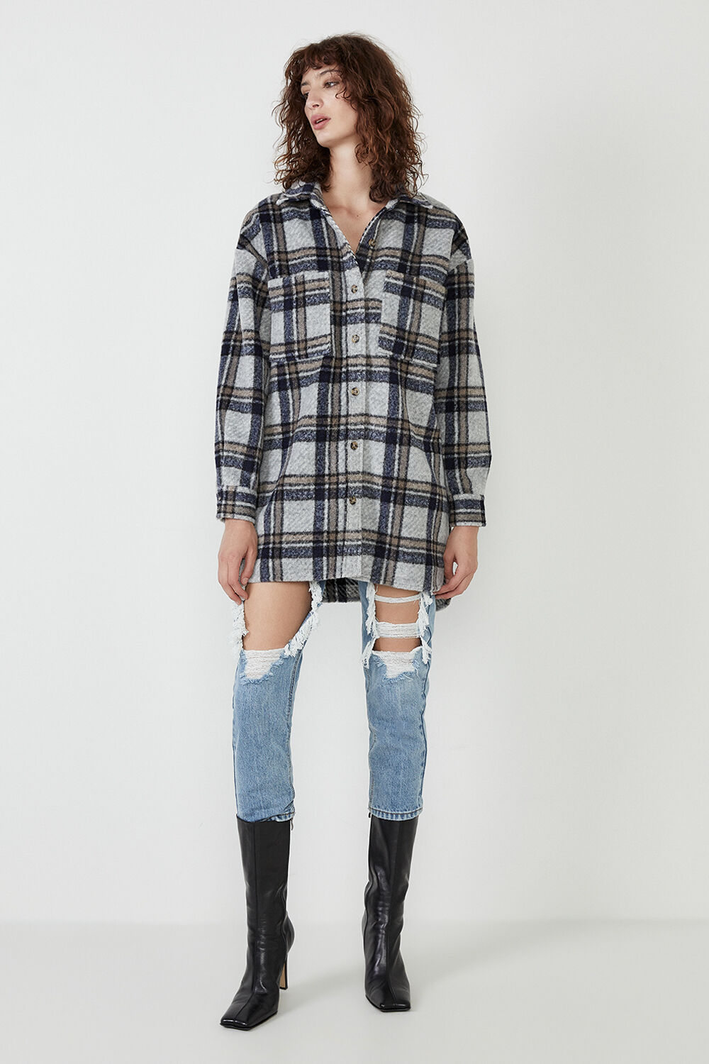 Checked Flannel Shirt in Blue Check 