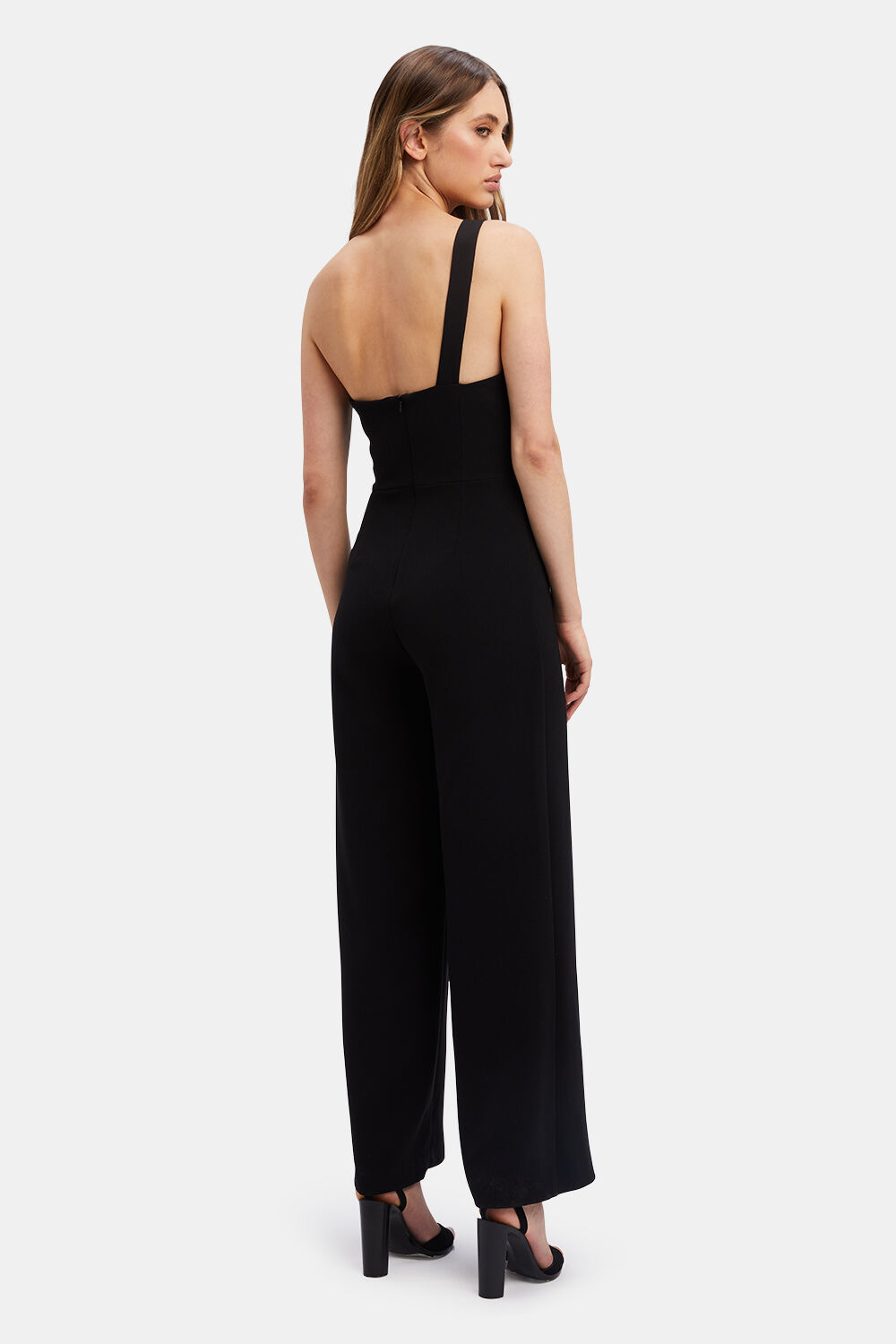 IGNITE ONE SHOULDER PANTSUIT in colour CAVIAR