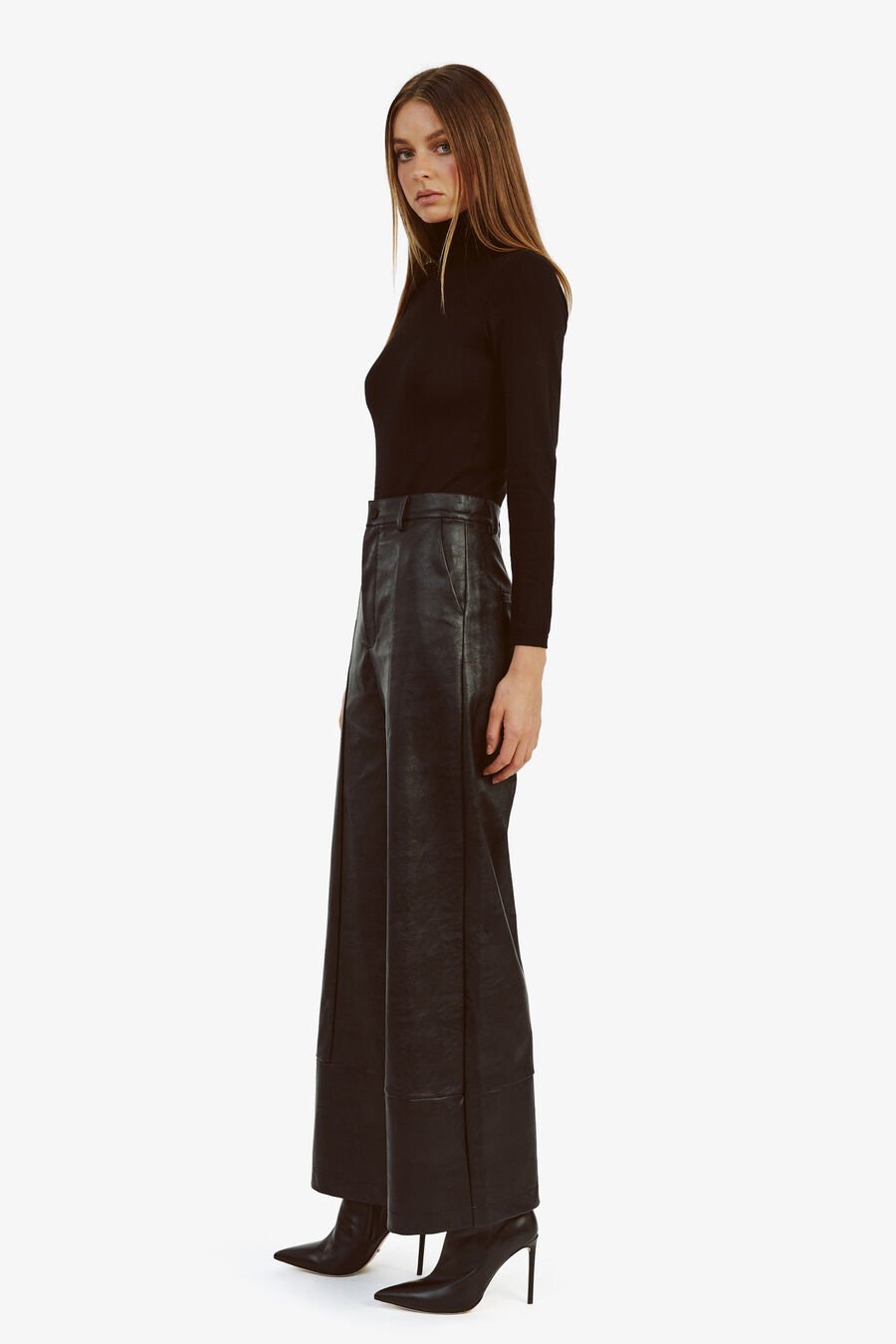 ROLL NK KNIT BODYSUIT in colour BLACK