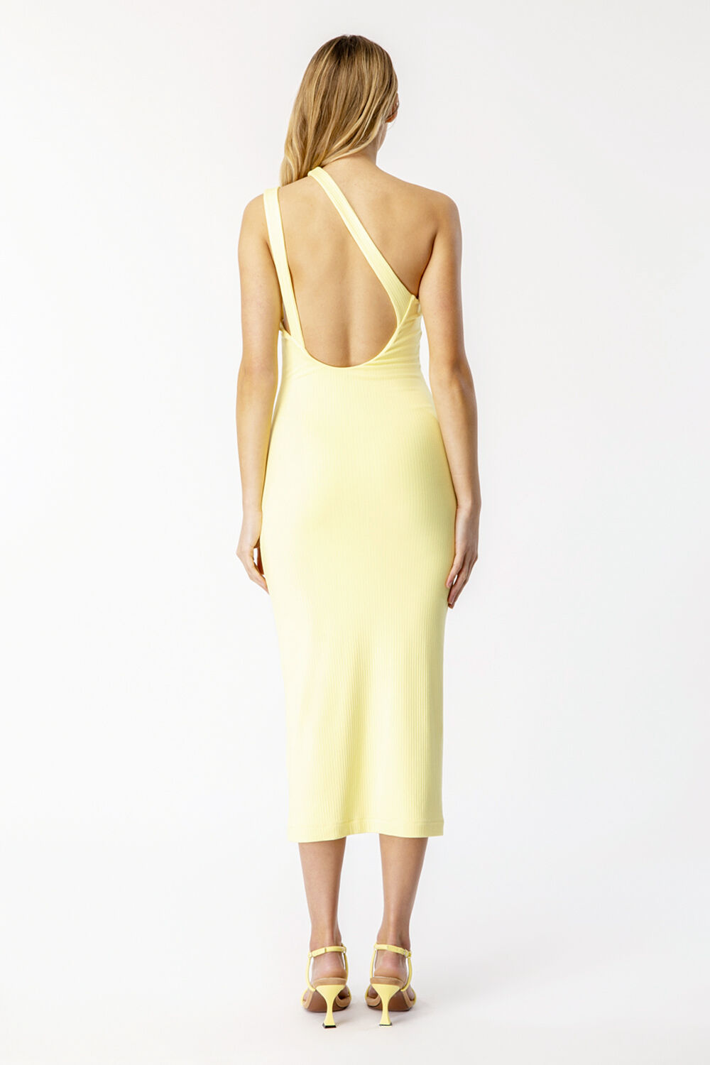 PIA MID RIBBED MINI DRESS in colour TRANSPARENT YELLOW