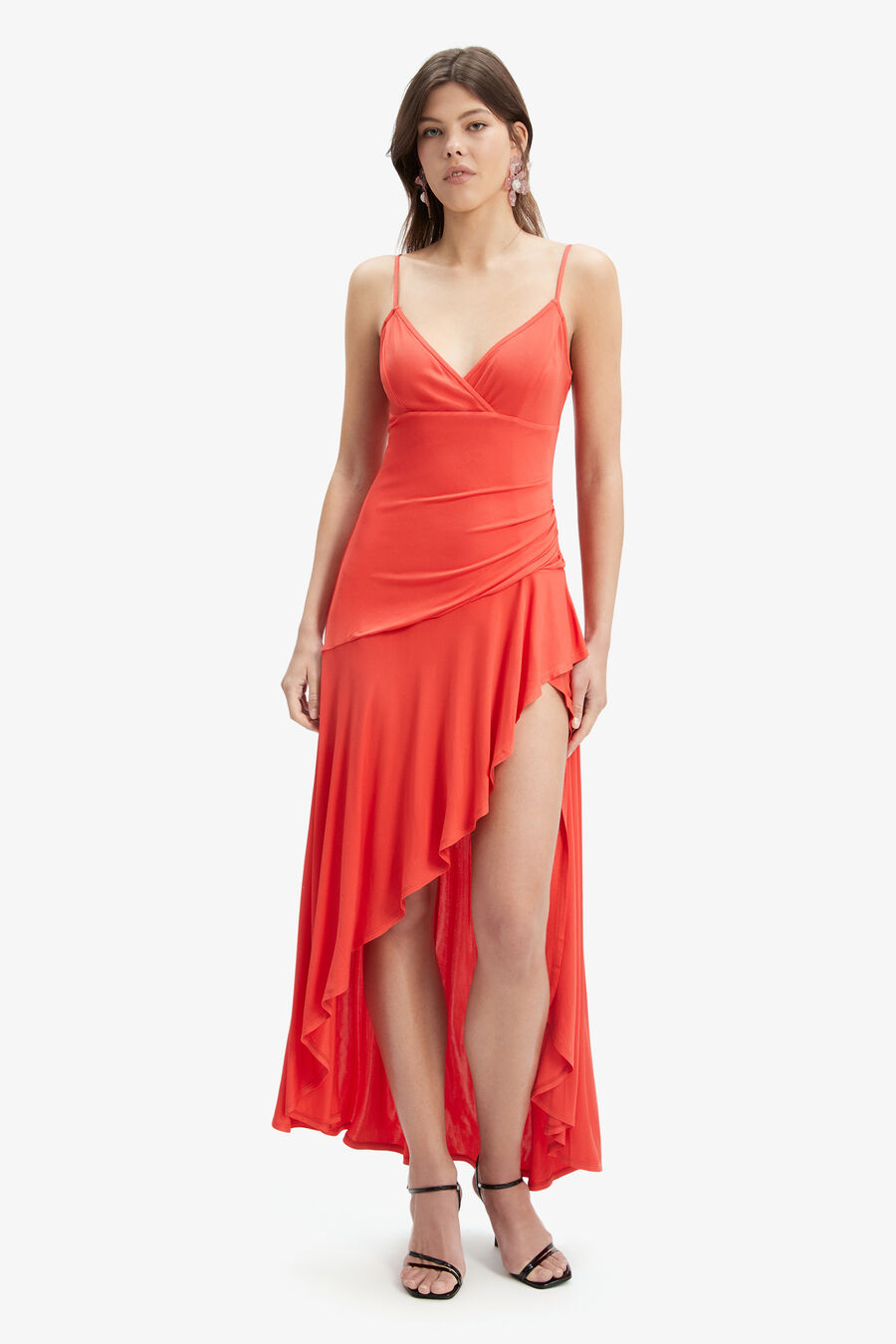 SORELLA JERSEY MIDI DRESS in colour FIRE RED