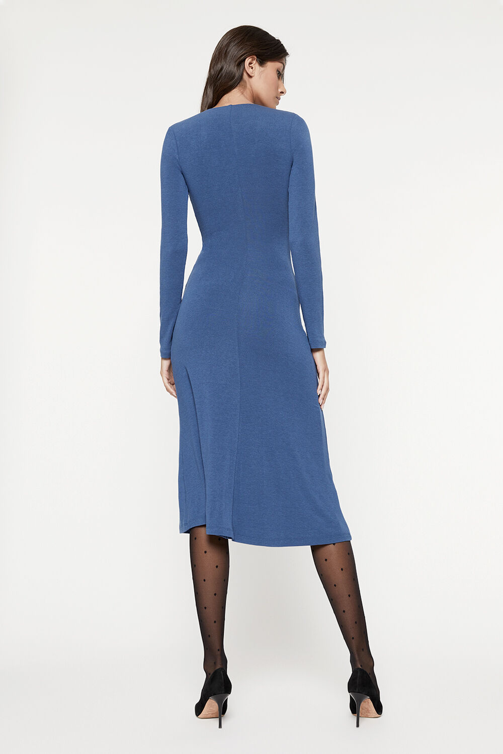 RUCHED JERSEY DRESS  in colour BLUEBIRD