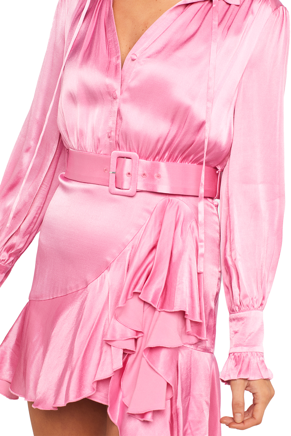 RACHELLE FRILL DRESS in colour SEA PINK