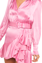 RACHELLE FRILL DRESS in colour SEA PINK