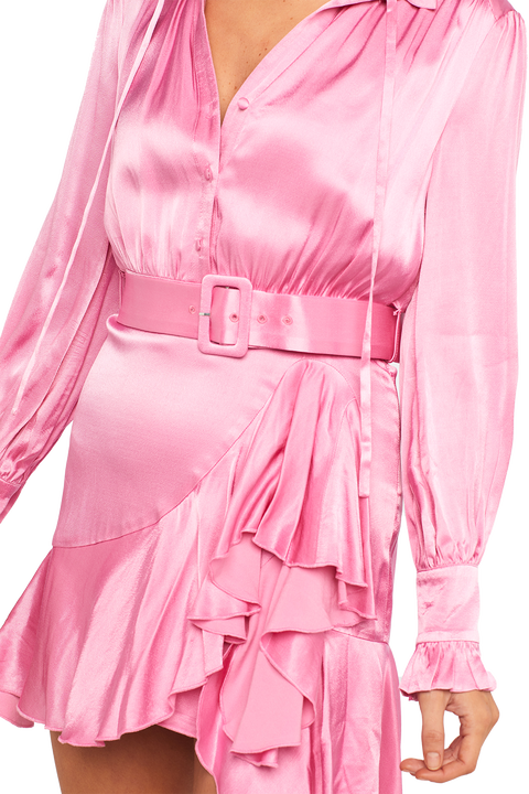 RACHELLE FRILL DRESS in colour SEA PINK