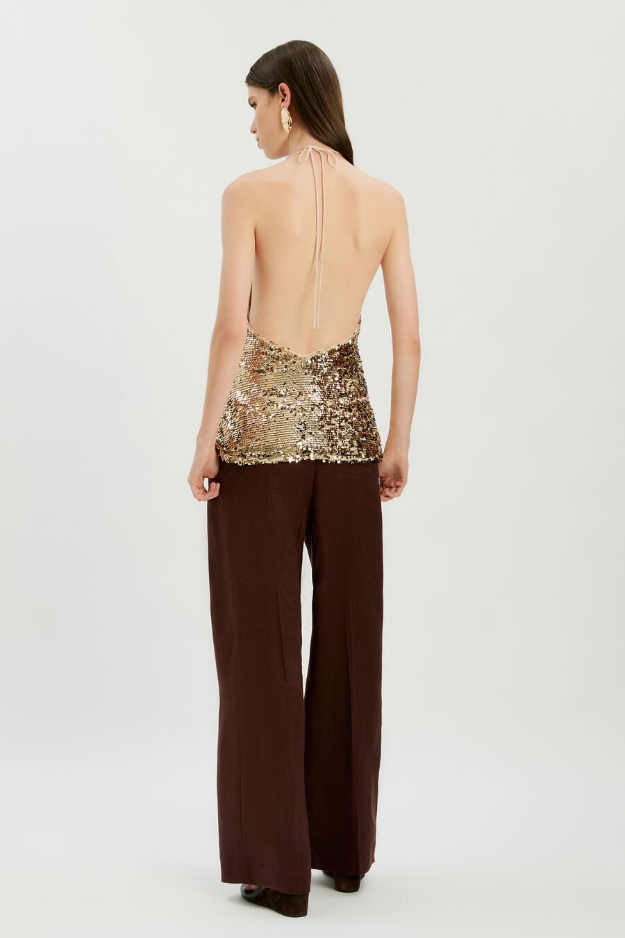 LENNON HALTER NECK CAMI in colour SOFT GOLD