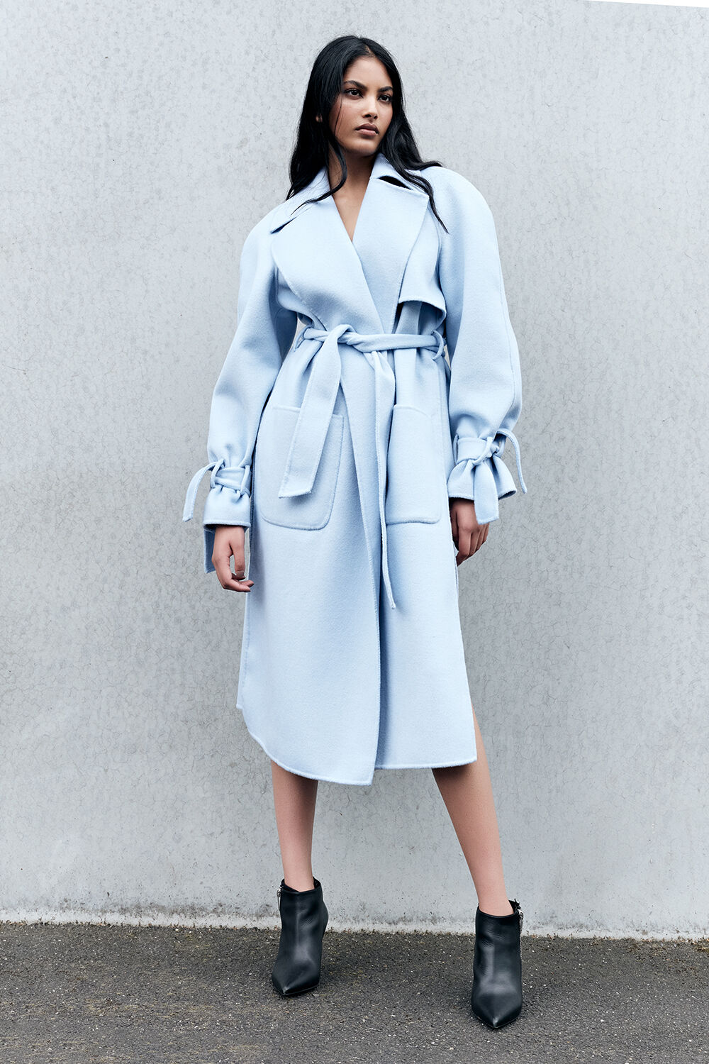 WOOL-RICH OVERSIZED TRENCH COAT in colour CROWN BLUE