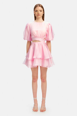 ENYA ORGANZA MINI DRESS in colour SOFT PINK