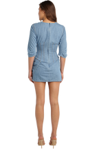 DENIM WATERFALL DRESS in colour WINTER SKY