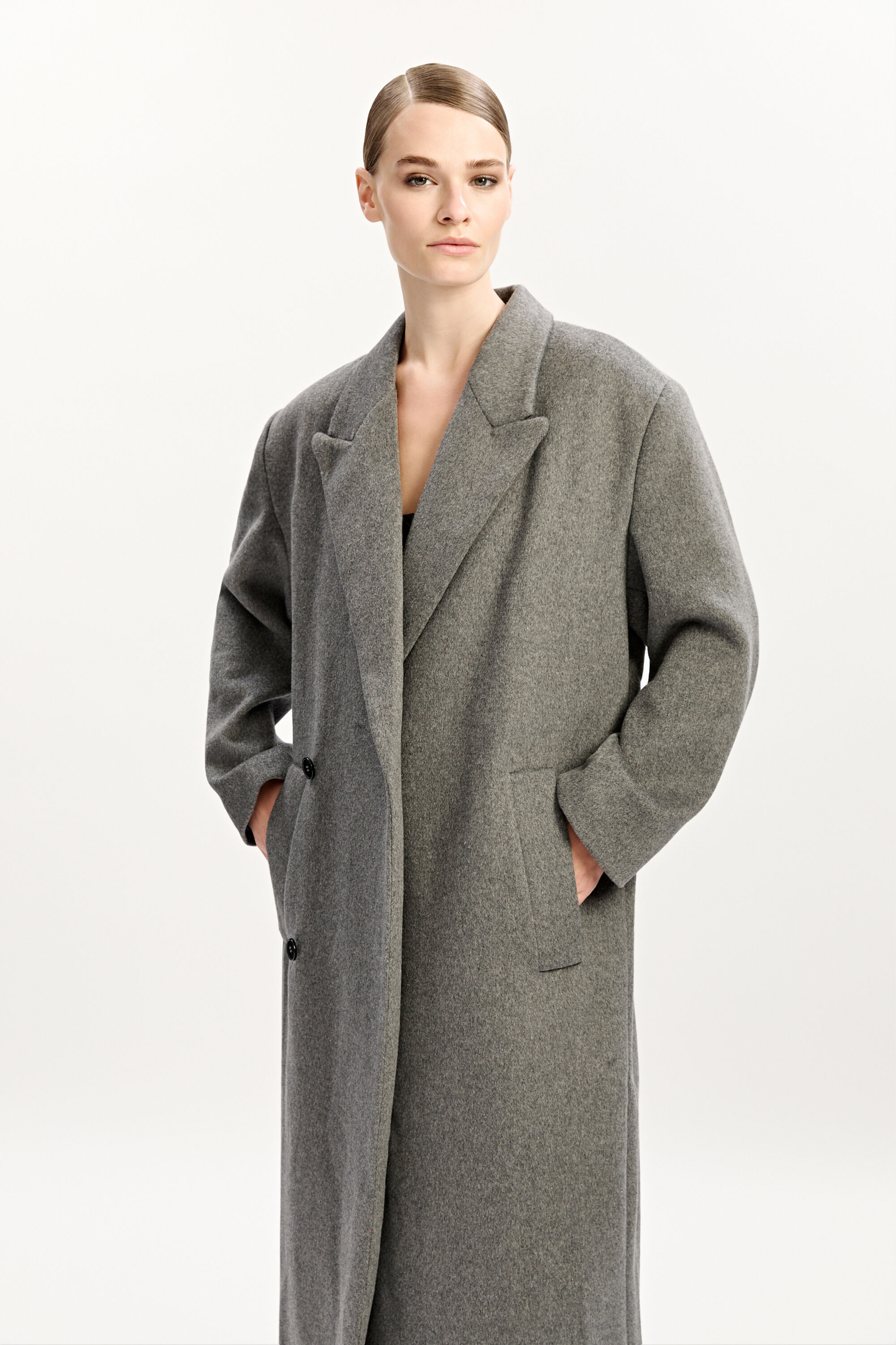 Classic Oversized Coat In Grey Bardot