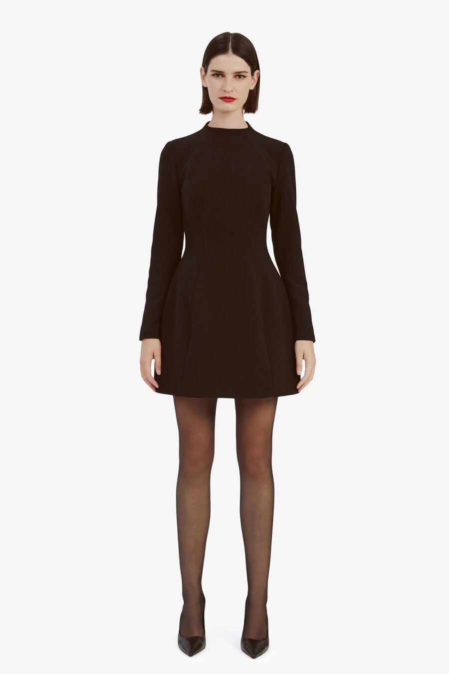 Delphi Long Sleeve Mini Dress In Black | Bardot