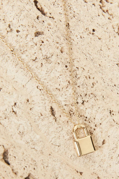 FINE PADLOCK NECKLACE in colour GOLD EARTH