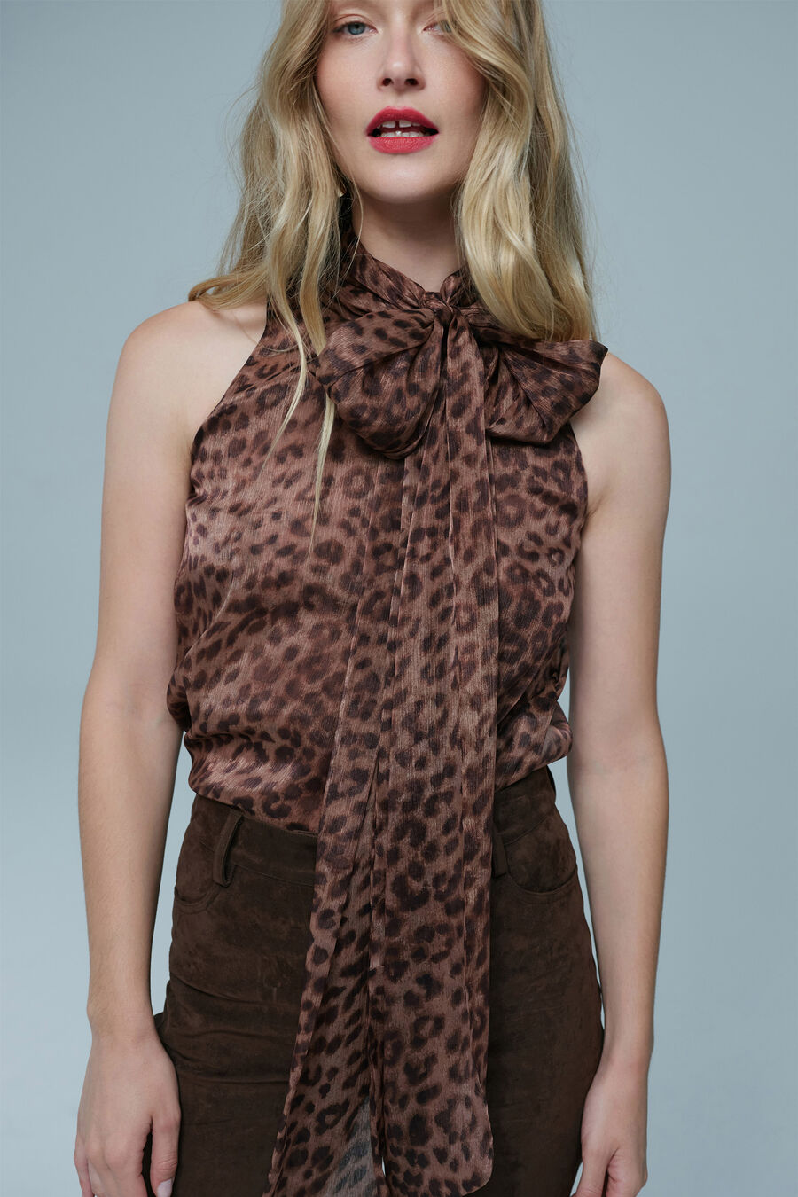 Arlette Neck Tie Printed Top