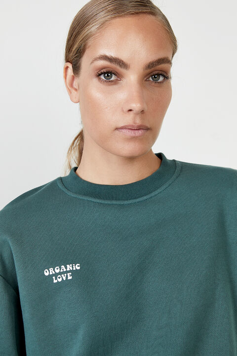 THE ORGANIC SHOULDER PAD SWEAT  in colour GREEN GABLES