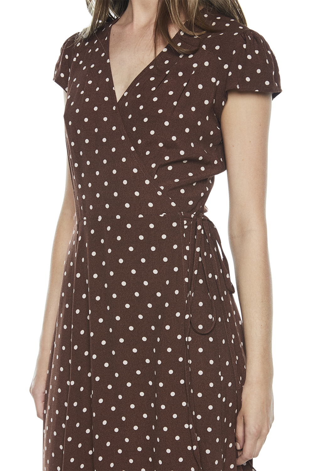 bardot polka dot wrap dress