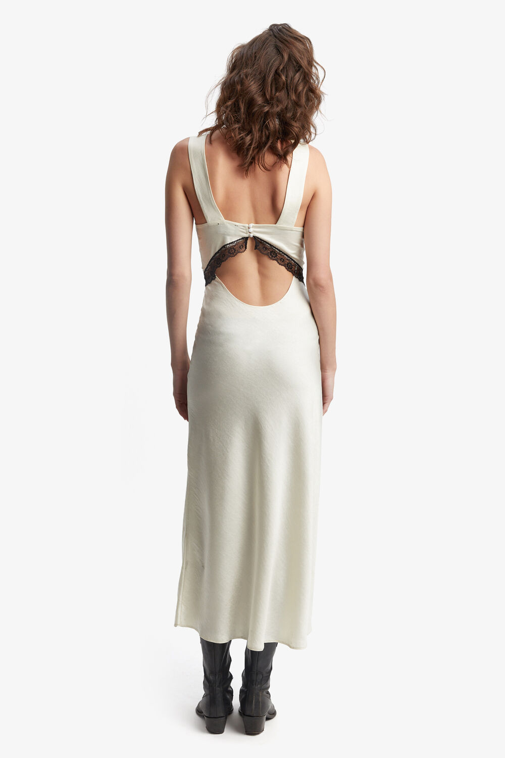 EMORY LACE SLIP DRESS in colour ANTHRACITE